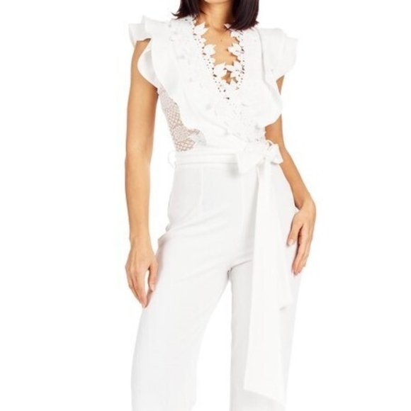 VALENTINE Layered Ruffle Jumpsuit - White - Picture 3 of 4